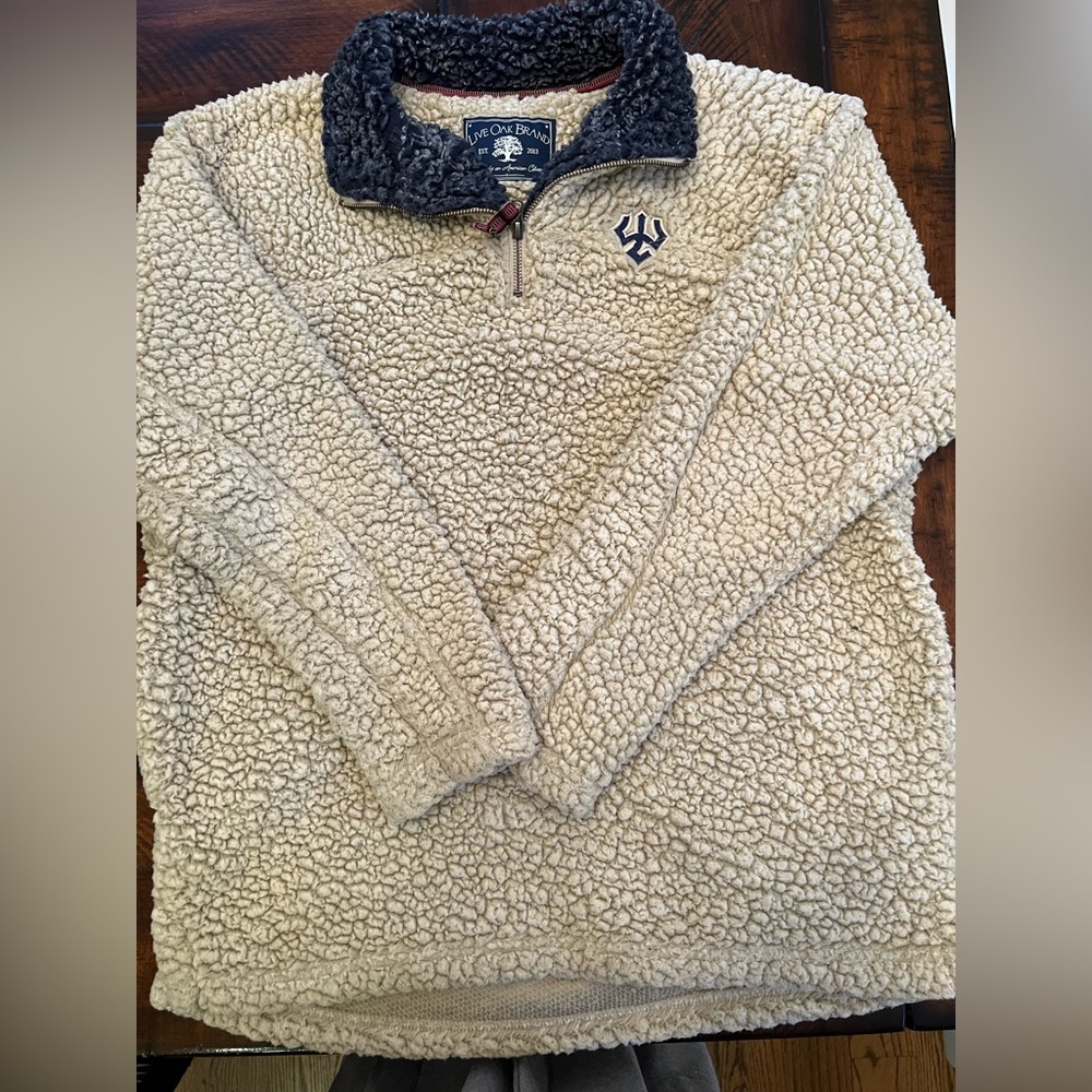 Live Oak Brand Cream and Blue Sherpa Fleece